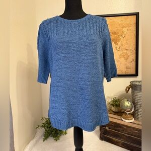 Melissa Paige short sleeve blue knit sweater size XL